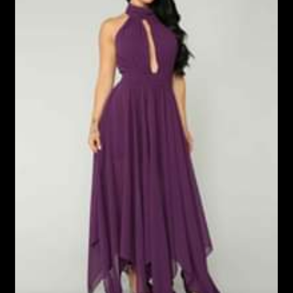 Classy but Sassy Chiffon Eggplant Maxi Dress
